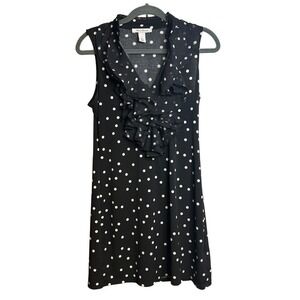 WHBM White House Black Market Polka Dot Ruffle Neck Chic Dress – Size Small